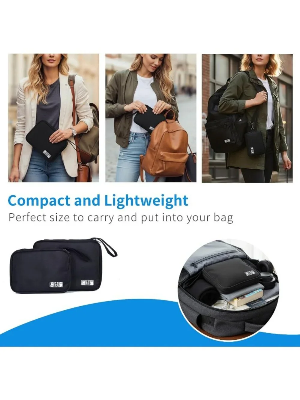 Large Travel Electronics Organizer Case for Cords & Chargers - Cable Pouch & Bag
